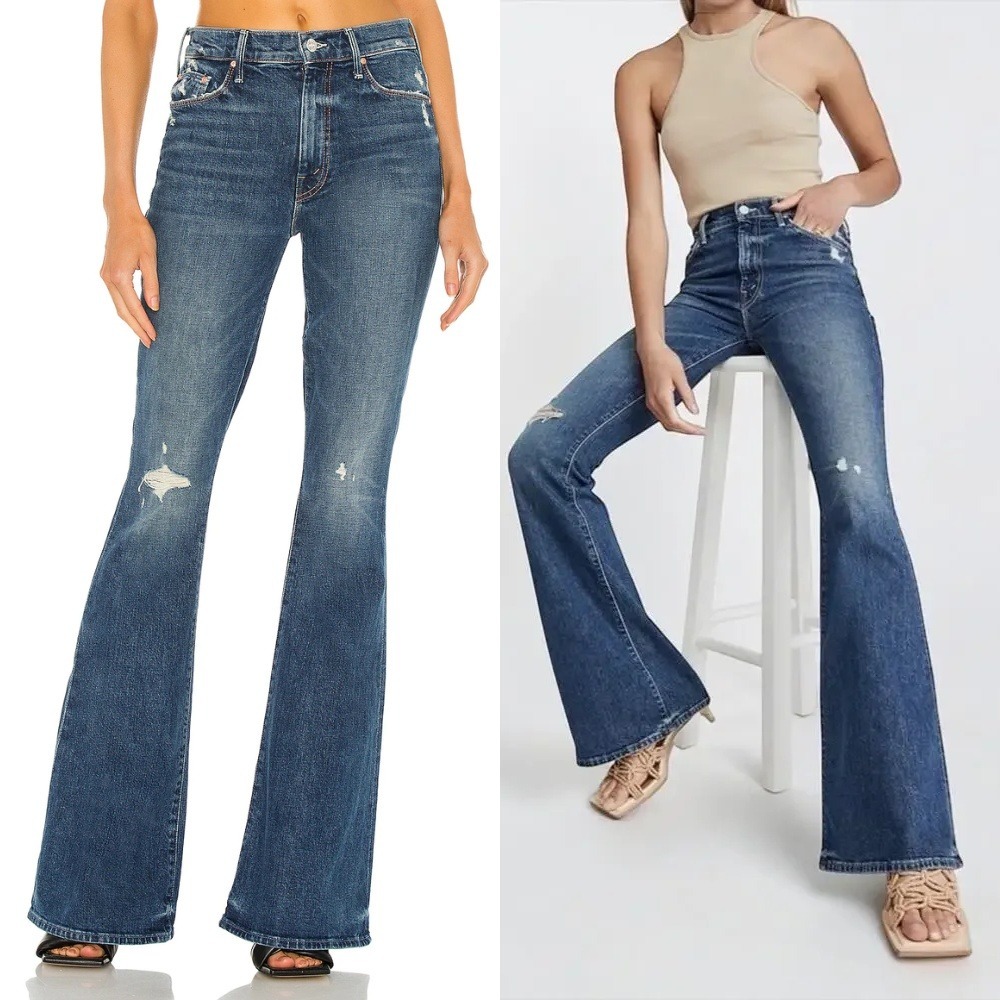 NWT Mother Superior The Super Cruiser Flare Jeans Born To Bite 28 Distressed